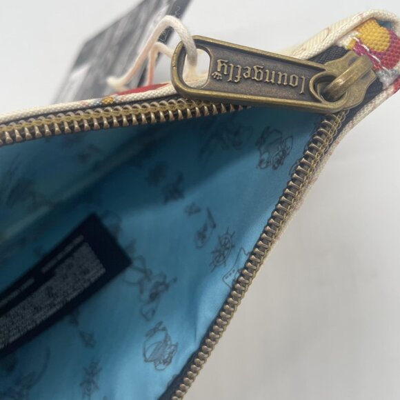 Loungefly Disney Peter Pan Wallet Captain Hook Skull Nylon Zip Pouch Beige - Picture 5 of 5